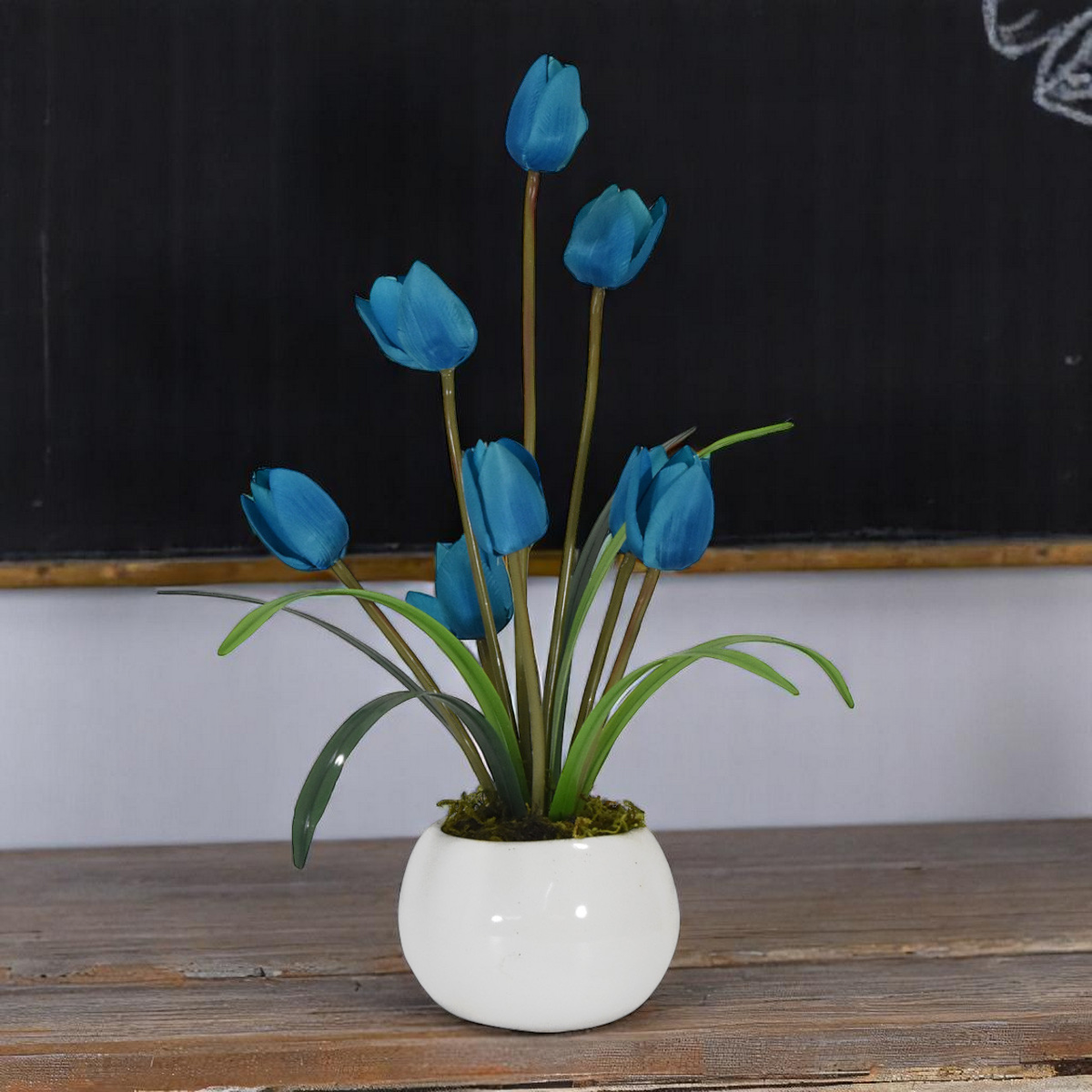 Arreglo Floral 8 Tulipanes artificiales Azul