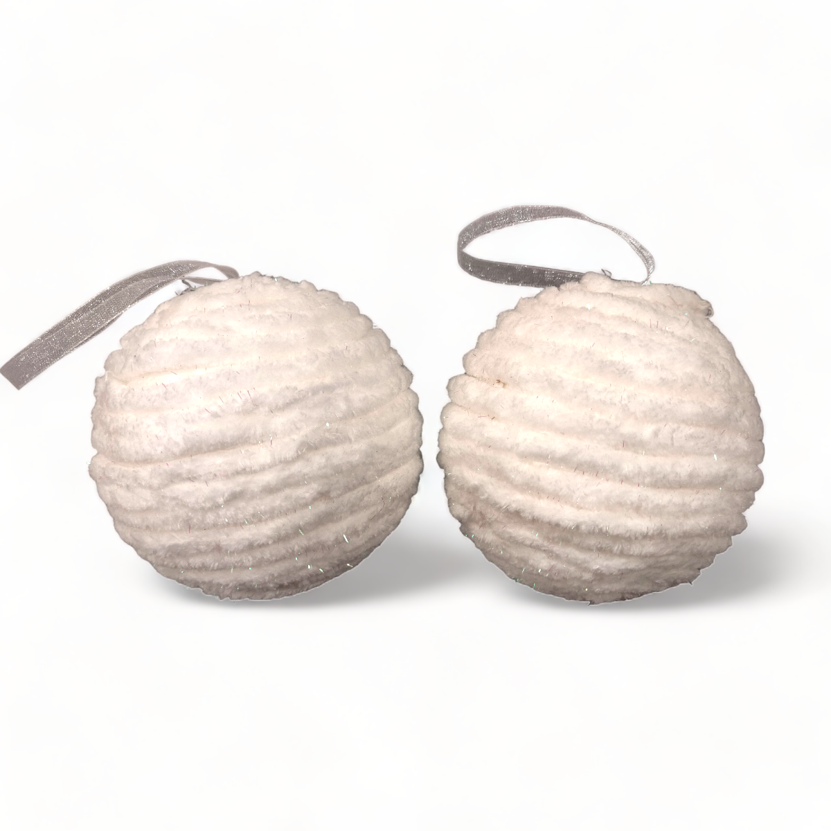 Par de Esferas Navideñas Fieltro Blanco ESF0249BL