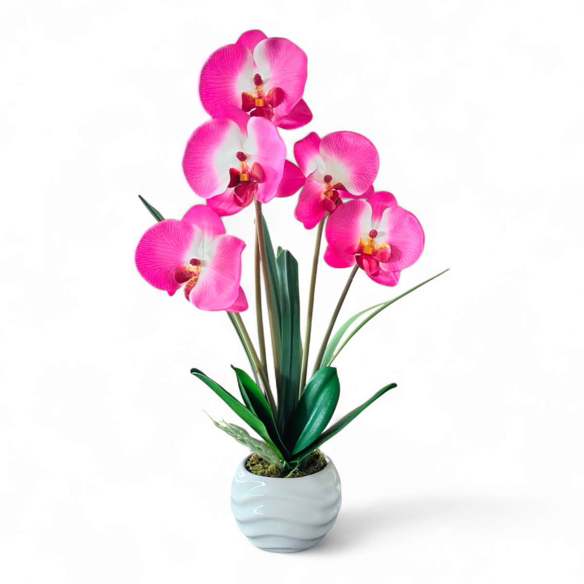Arreglo Floral de Orquídeas Artificiales Satinadas Magenta