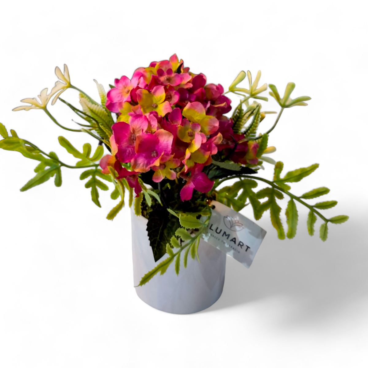Arreglo Floral Hortensias Flor Artificial Fucsia