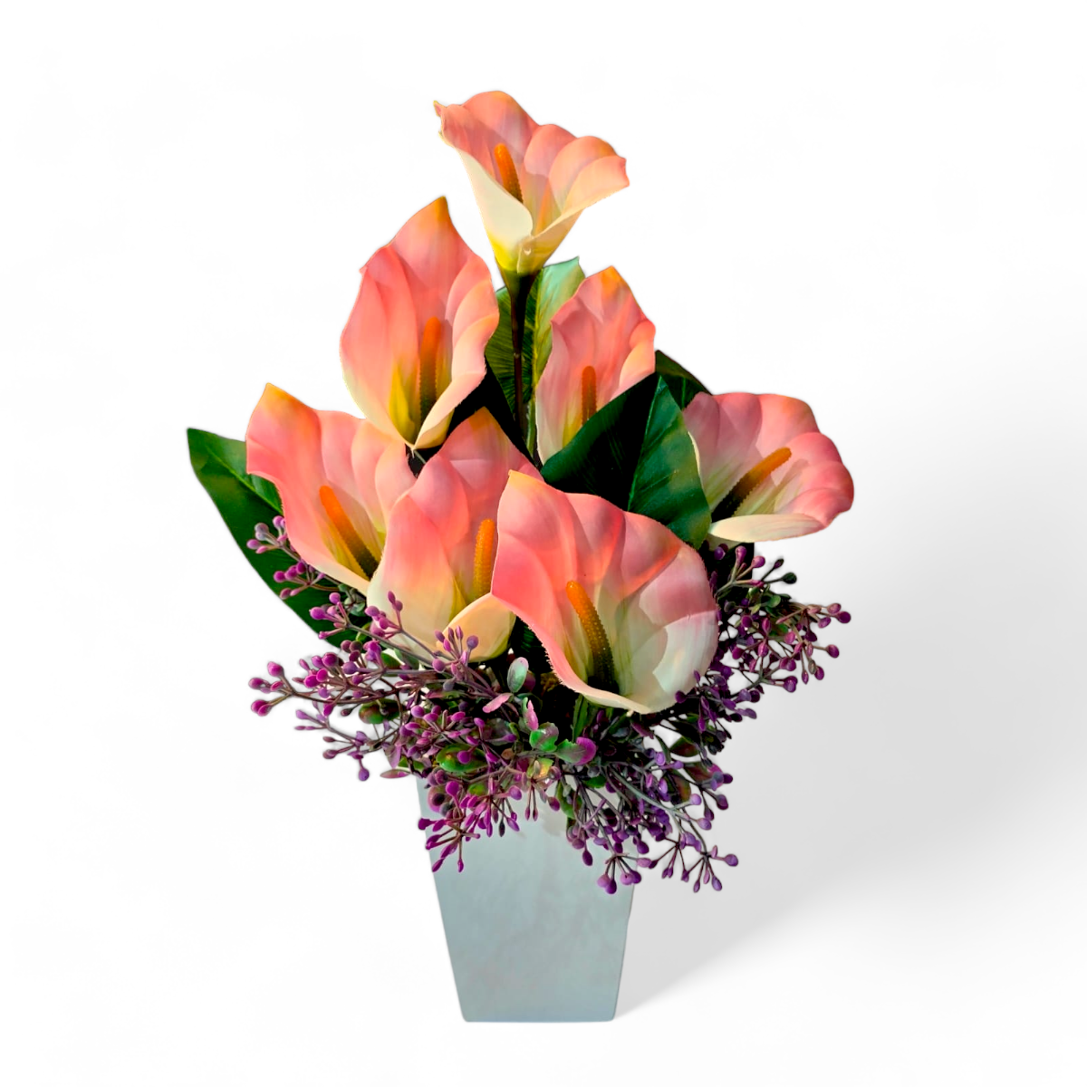 Arreglo Florar Alcatraces Flor Artificial Rosa