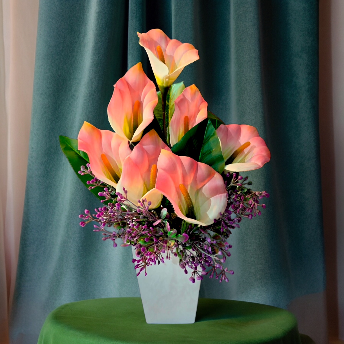 Arreglo Florar Alcatraces Flor Artificial Rosa