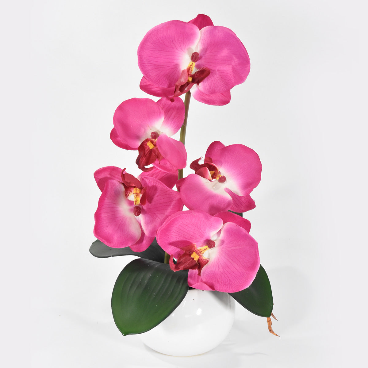 Arreglo Floral de Orquídeas Artificiales Satinadas Magenta