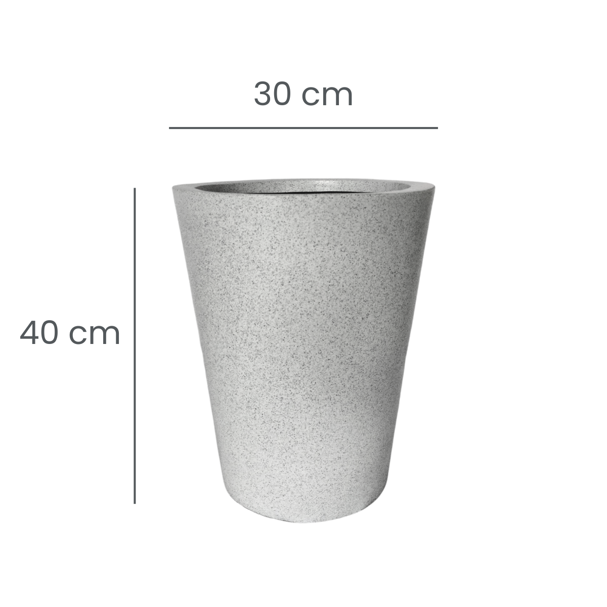 Maceta Cónica Blanco Granito Polietileno 40 cm AKCN40BG