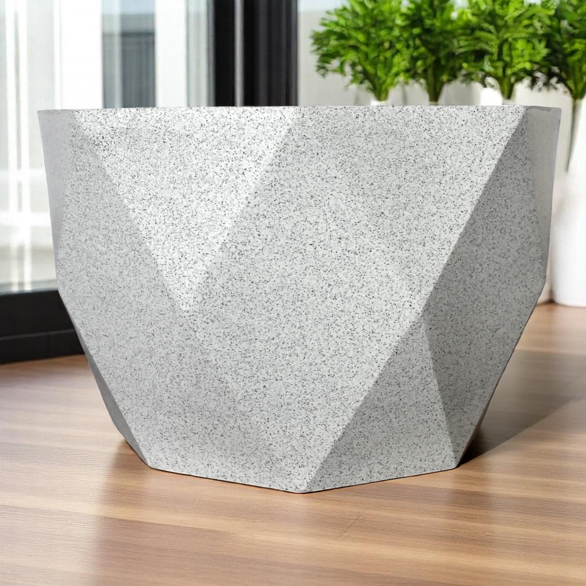 Maceta Octagonal Blanco Granito Polietileno 40 cm AKOC40BG