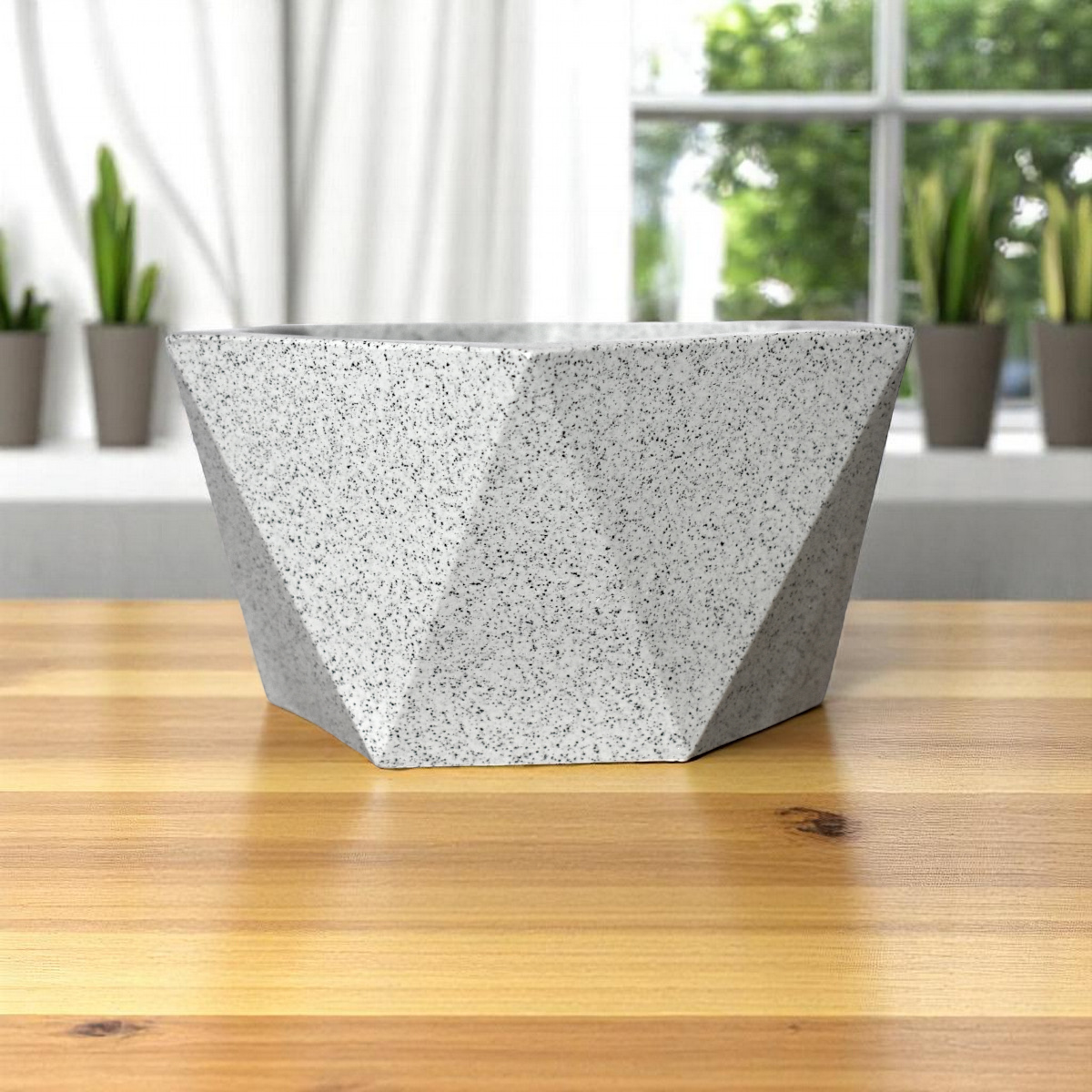 Maceta Hexagonal Blanco Granito Polietileno 20 cm AKHE20BG