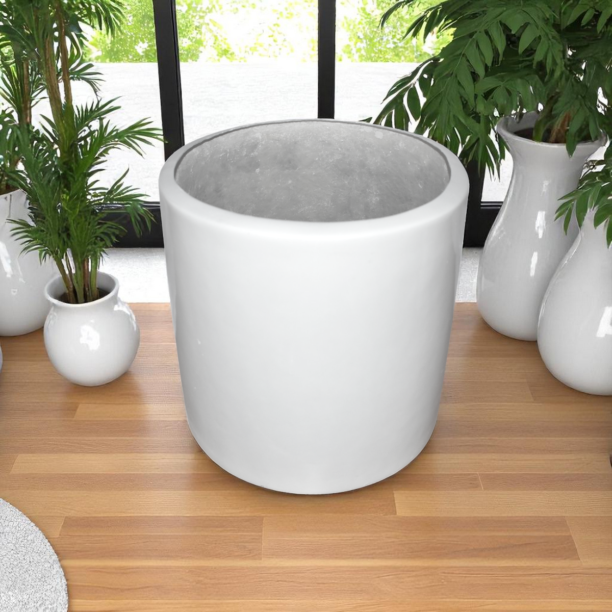 Maceta Cilindro Blanco Fibra de Vidrio 35 cm RCCI3530B