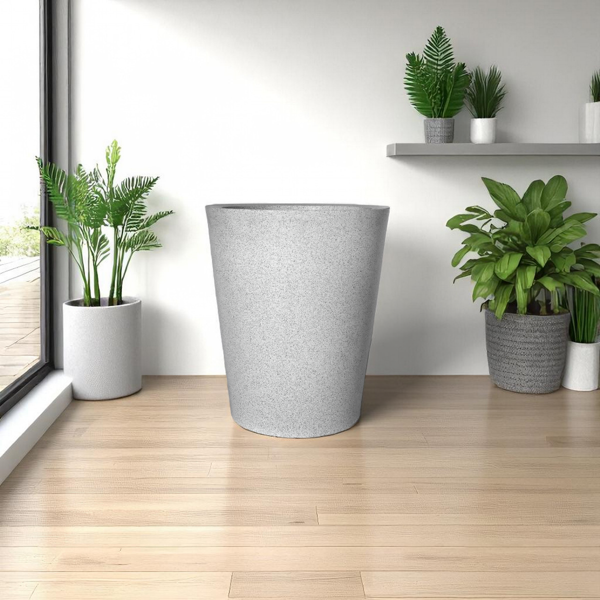 Maceta Cónica Blanco Granito Polietileno 50 cm AKCN50BG