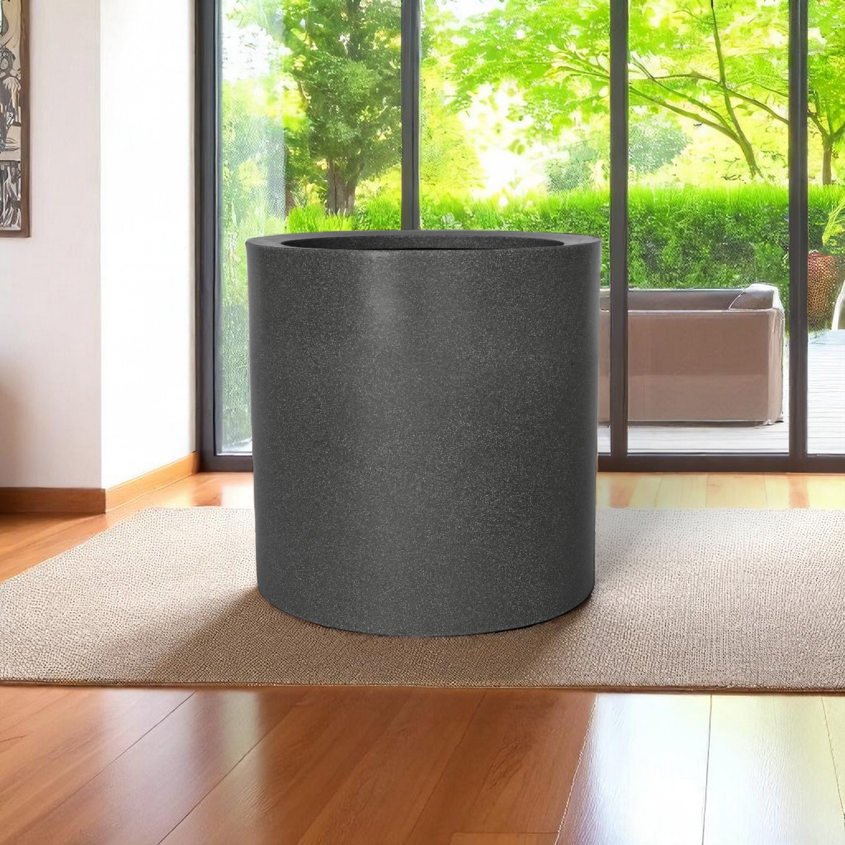 Maceta Cilindro Gris Granito Polietileno 40 cm AKCI40GG