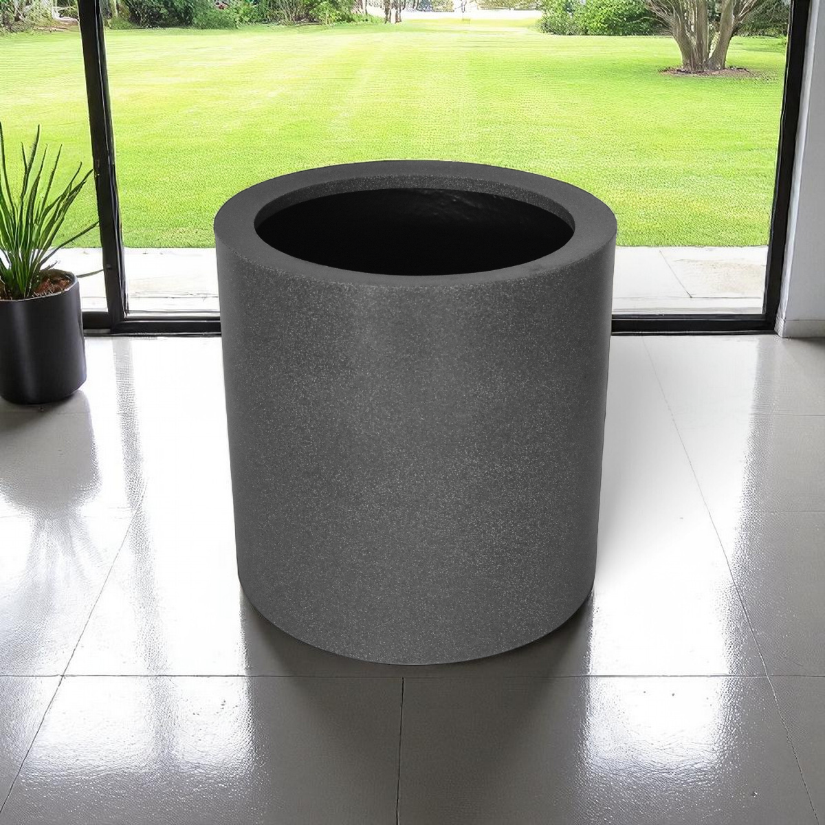 Maceta Cilindro Gris Granito Polietileno 40 cm AKCI40GG