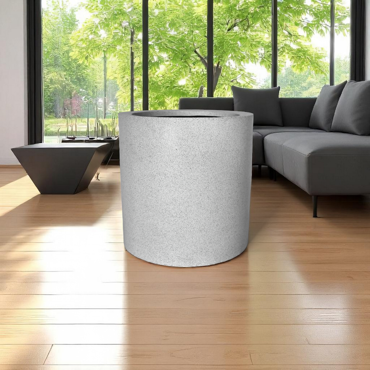 Maceta Cilindro Blanco Granito Polietileno 40 cm AKCI40BG