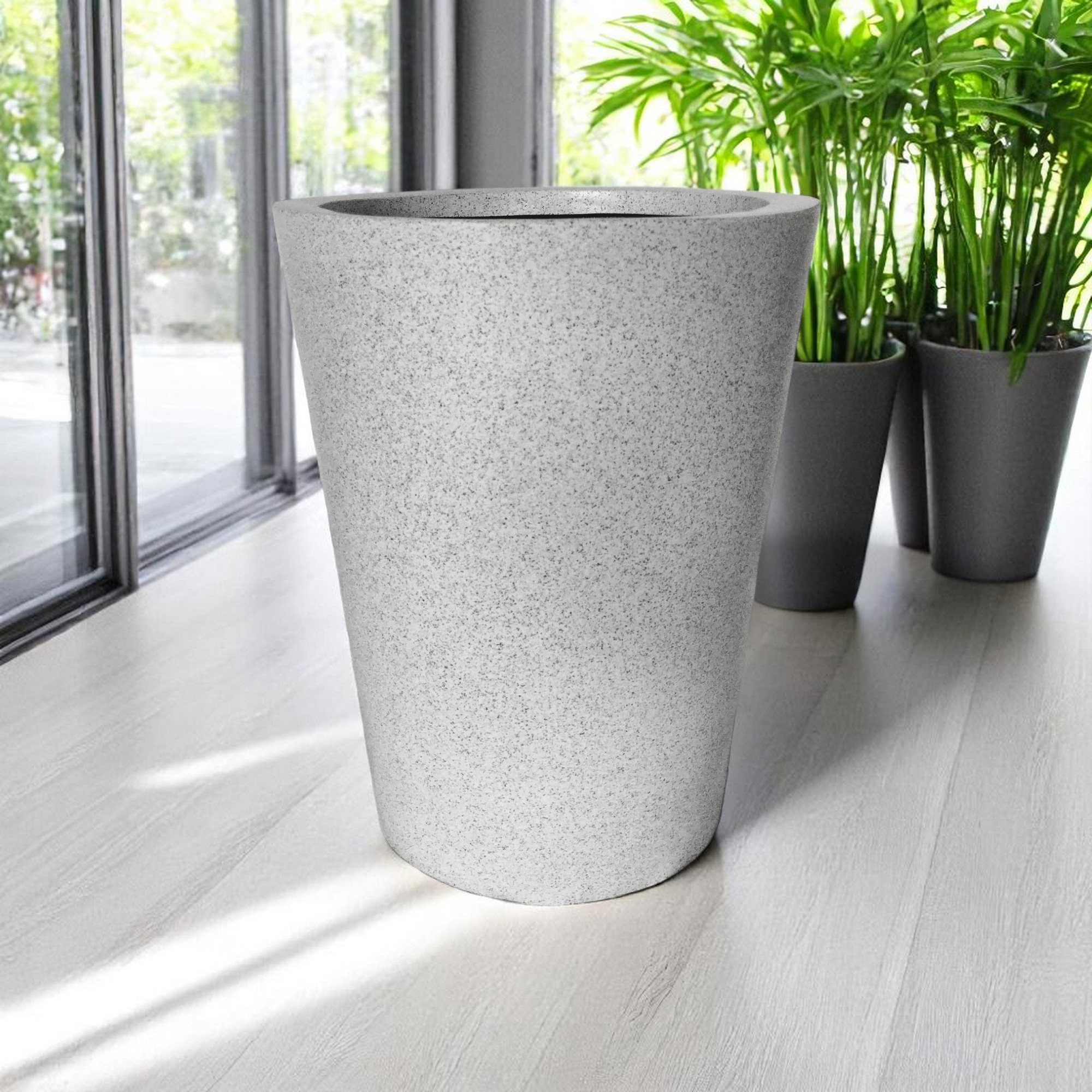 Maceta Cónica Blanco Granito Polietileno 40 cm AKCN40BG
