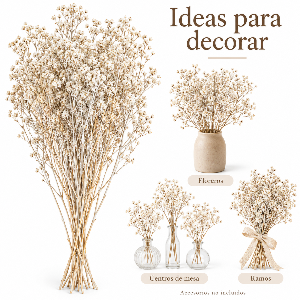 Atado Gypsophila Baby Naturaleza Seca Blanco ER002