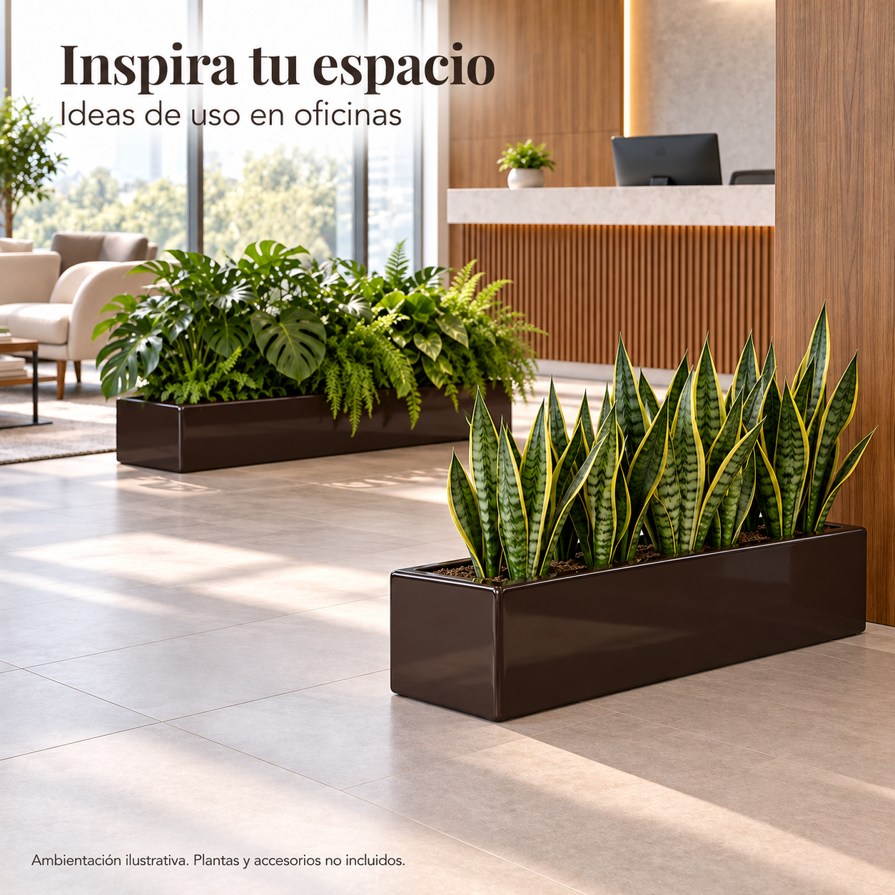 Jardinera Fibra de Vidrio 100 cm * 25 cm Chocolate