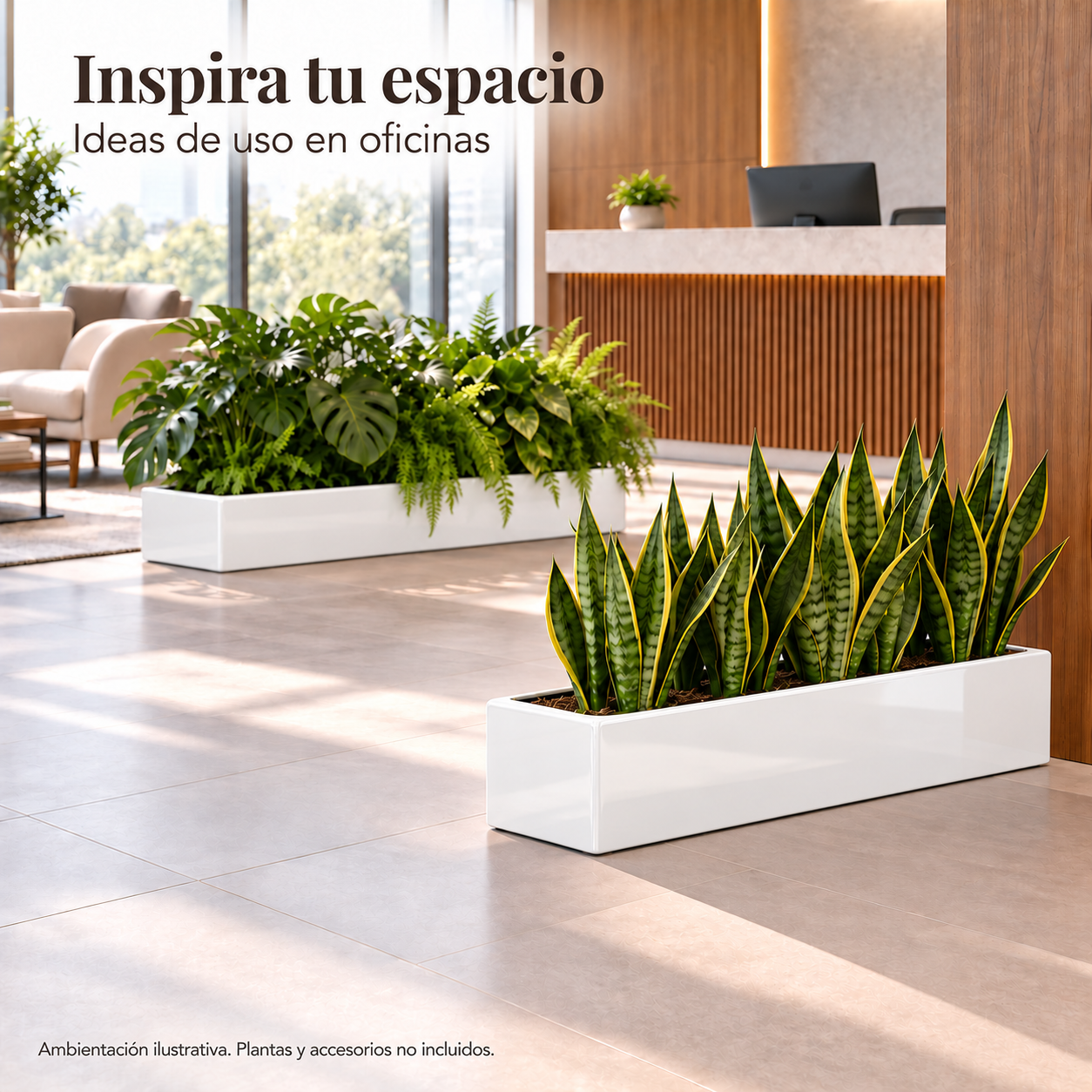 Jardinera Fibra de Vidrio 100 cm * 20 cm Blanco