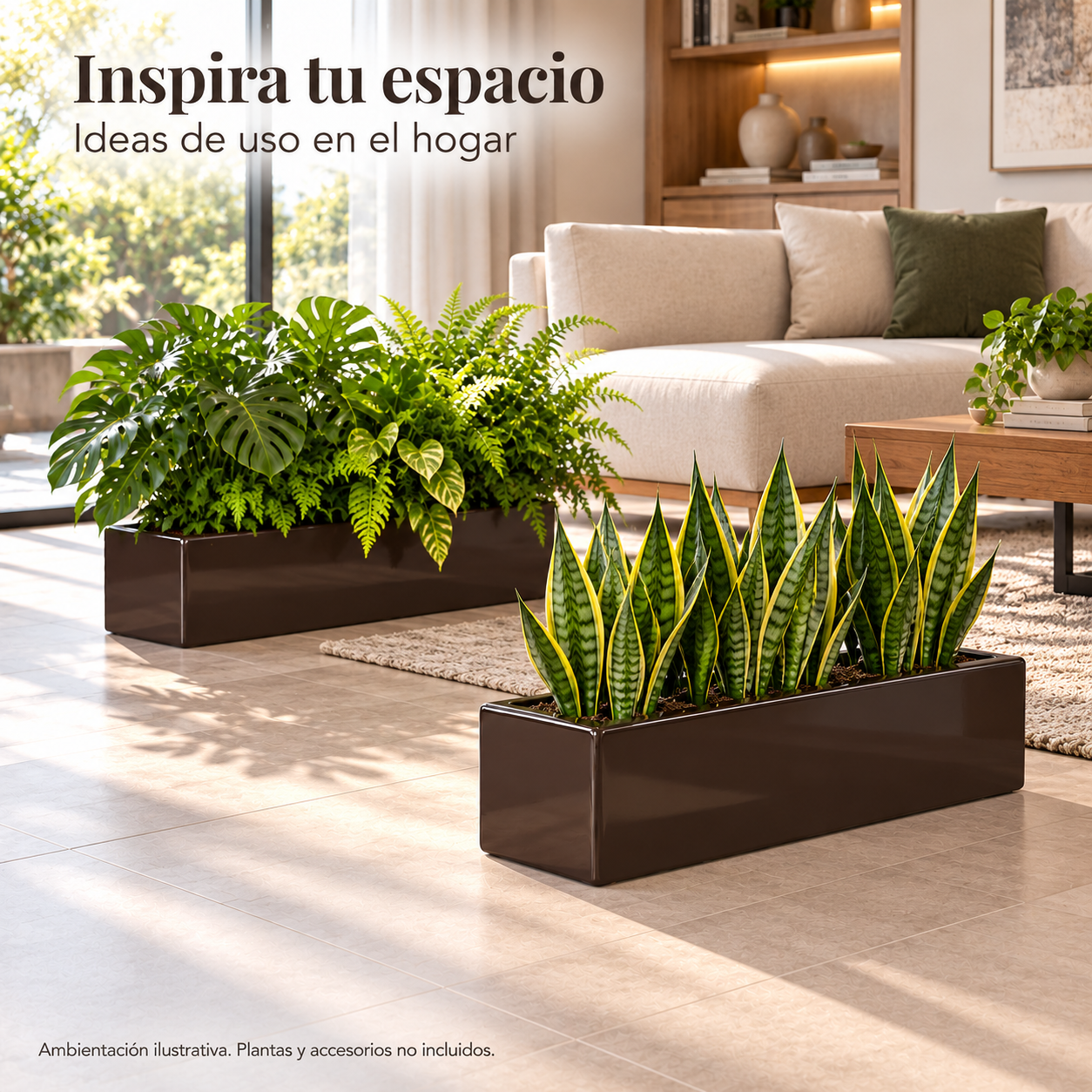 Jardinera Fibra de Vidrio 80 cm * 25 cm Chocolate