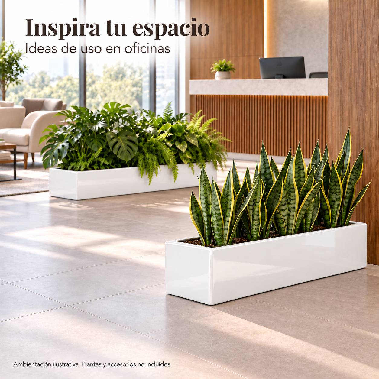 Jardinera Fibra de Vidrio 100 cm * 25 cm Blanco