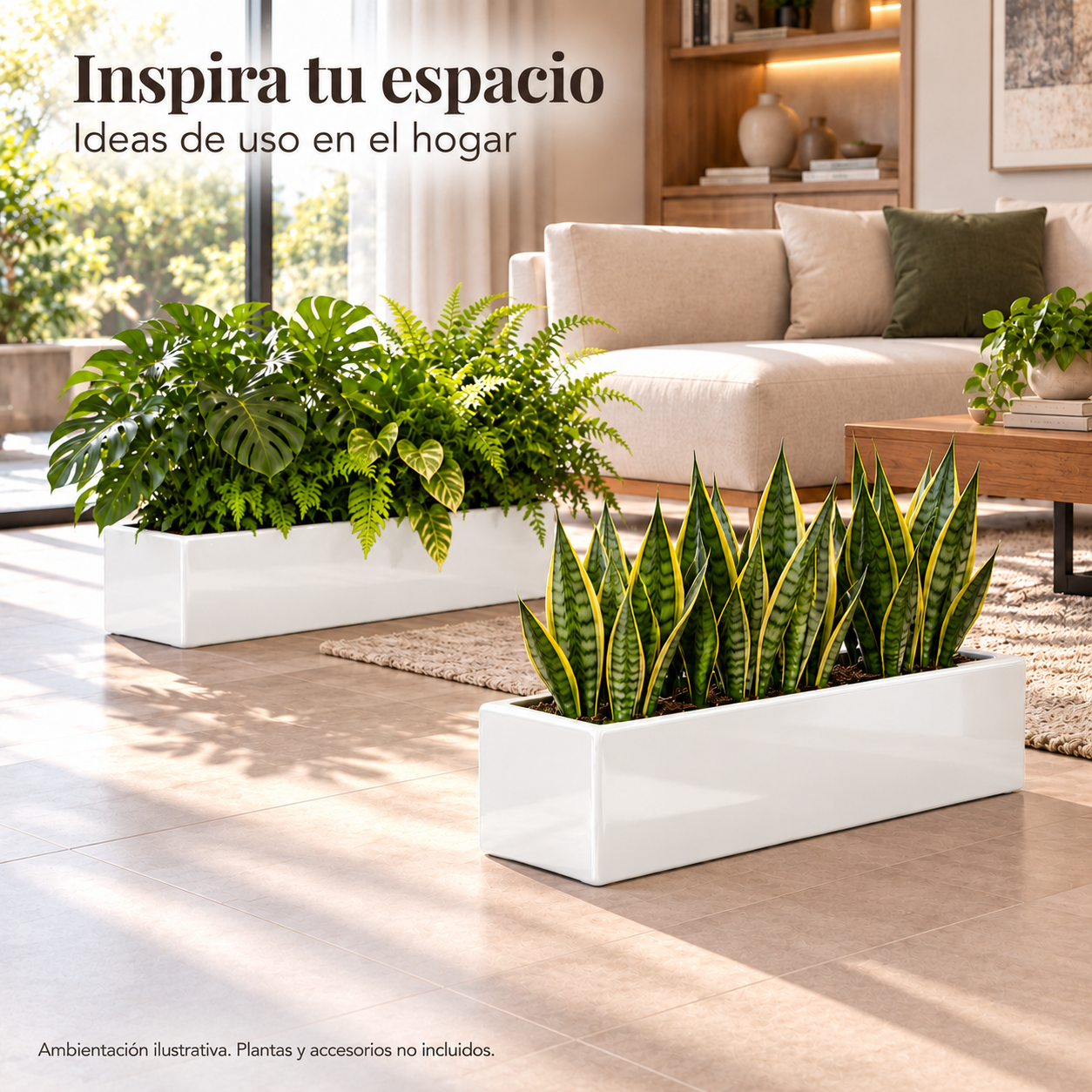 Jardinera Fibra de Vidrio 80 cm * 25 cm Blanco