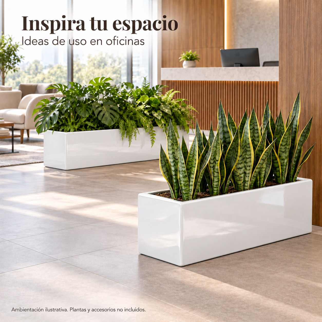 Jardinera Fibra de Vidrio 100 cm * 30 cm Blanco