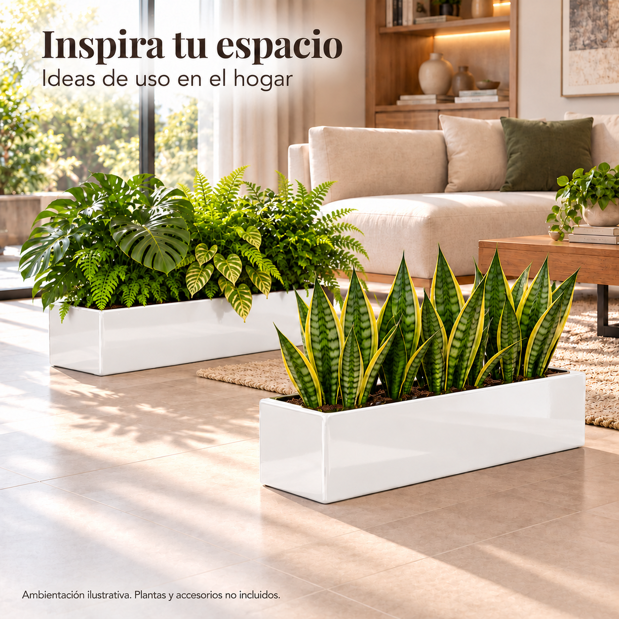 Jardinera Fibra de Vidrio 80 cm * 20 cm Blanco