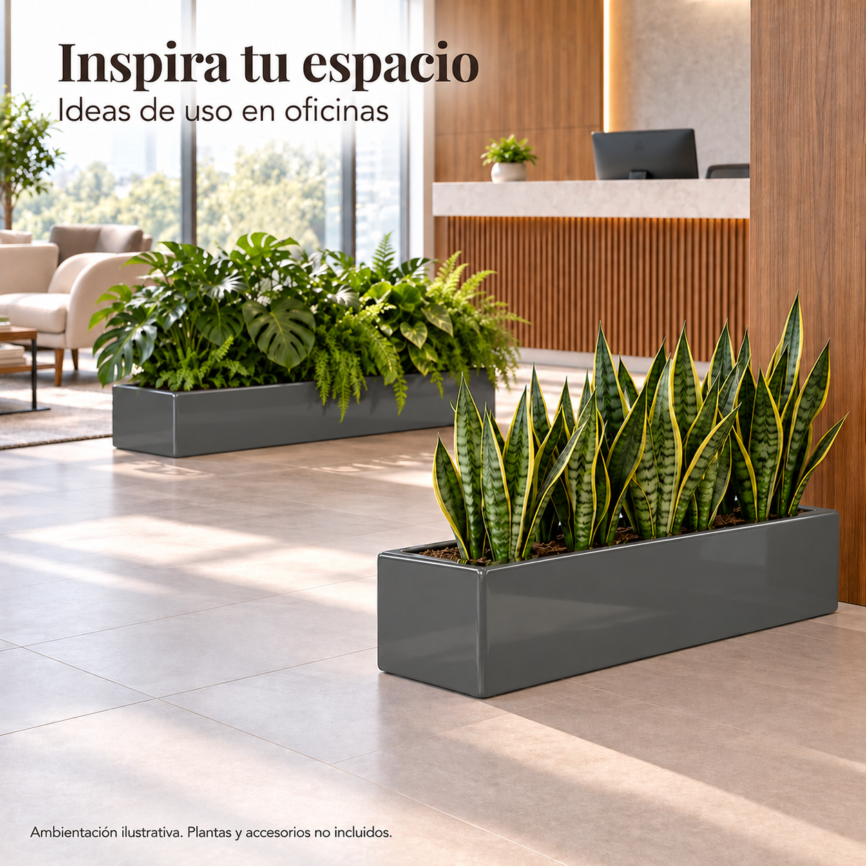 Jardinera Fibra de Vidrio 100 cm * 25 cm Gris