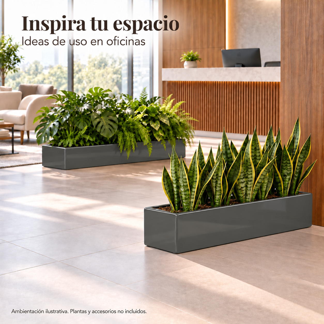 Jardinera Fibra de Vidrio 100 cm * 20 cm Gris