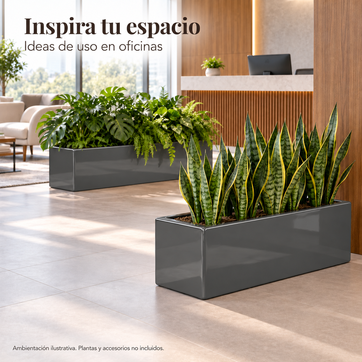 Jardinera Fibra de Vidrio 100 cm * 30 cm Gris
