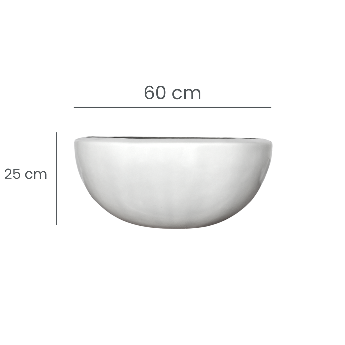 Maceta Media Naranja Blanco Fibra de Vidrio 60 cm RCMN6025B