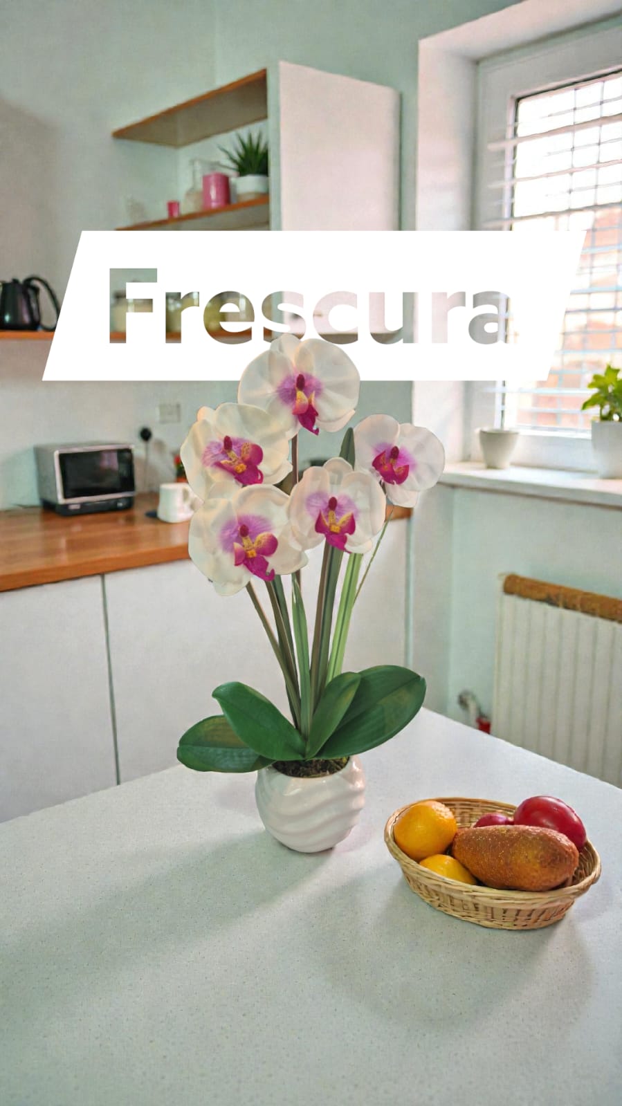 Arreglo Floral de Orquídeas Artificiales Satinadas Blanco/Lila Maceta Blanco