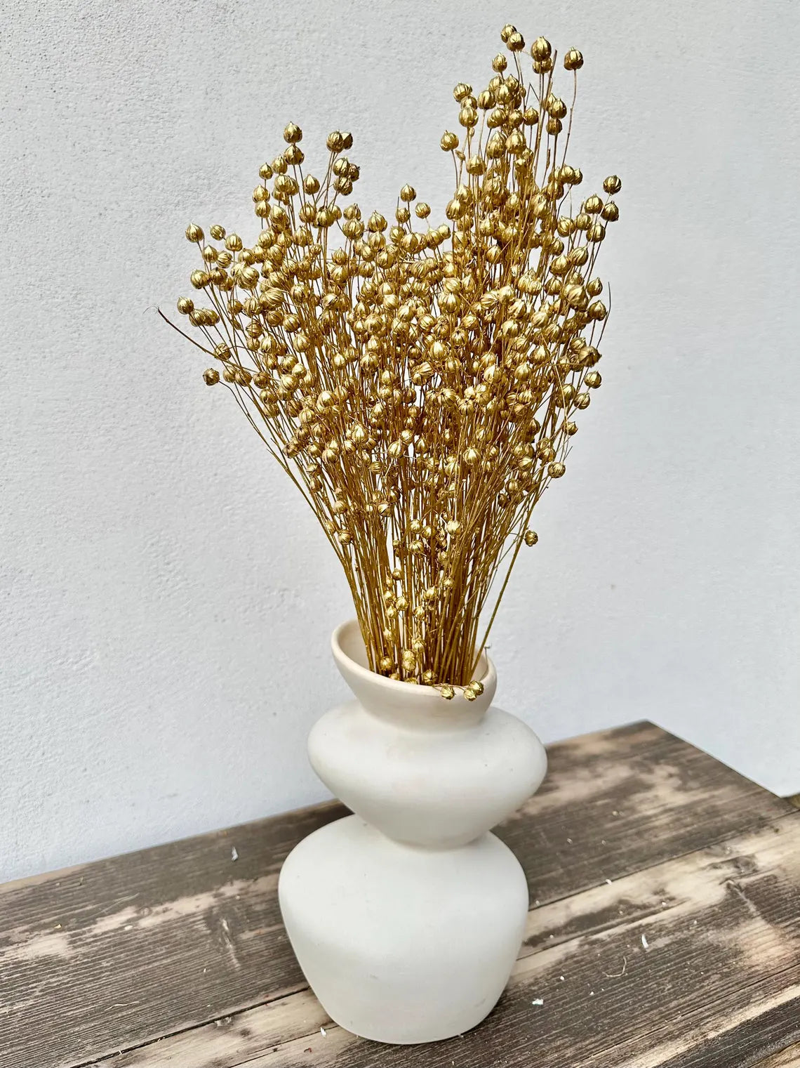 Ramo Lino Seco Dorado Perlillas 50cm 320010DO