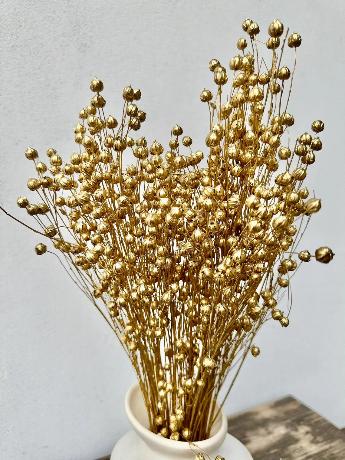 Ramo Lino Seco Dorado Perlillas 50cm 320010DO