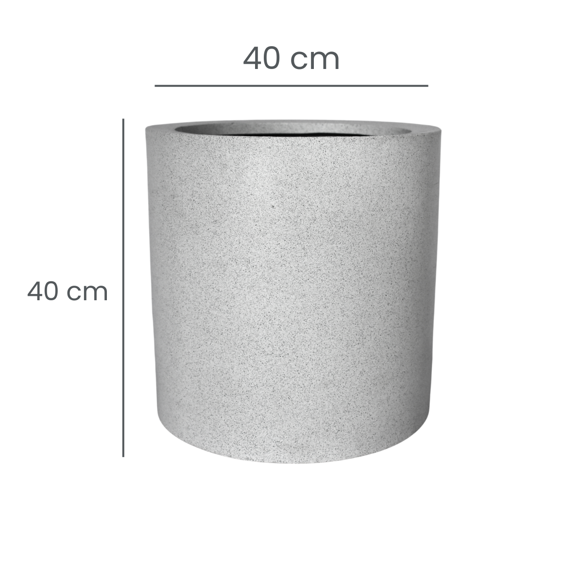 Maceta Cilindro Blanco Granito Polietileno 40 cm AKCI40BG