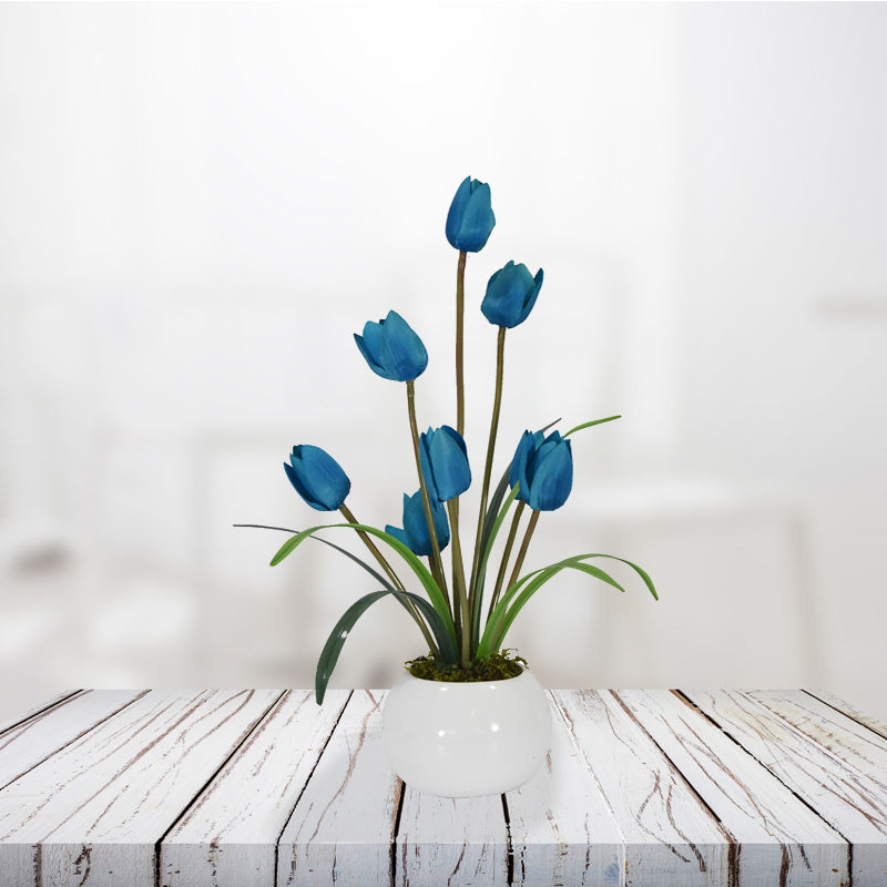 Arreglo Floral 8 Tulipanes artificiales Azul – Blumart
